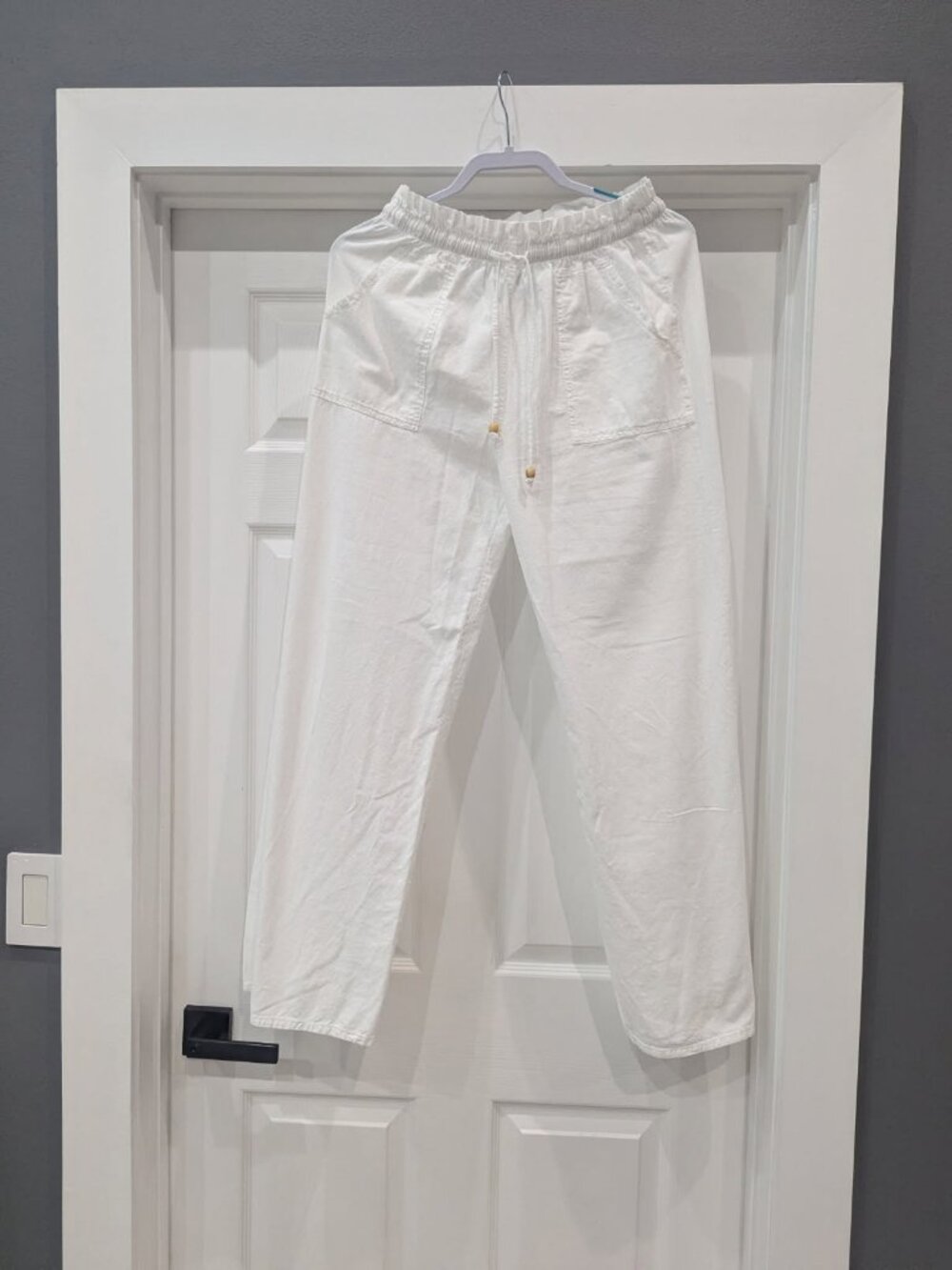 SeaSpice White Linen Blend Drawstring Pants Size Medium